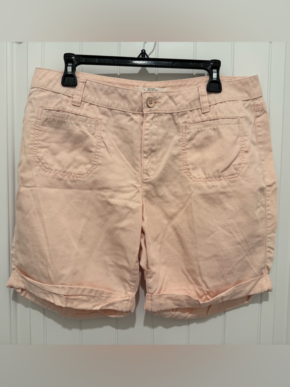 Ann Taylor LOFT 14 Soft Blush Roll-Cuff Bermuda Shorts sz 14